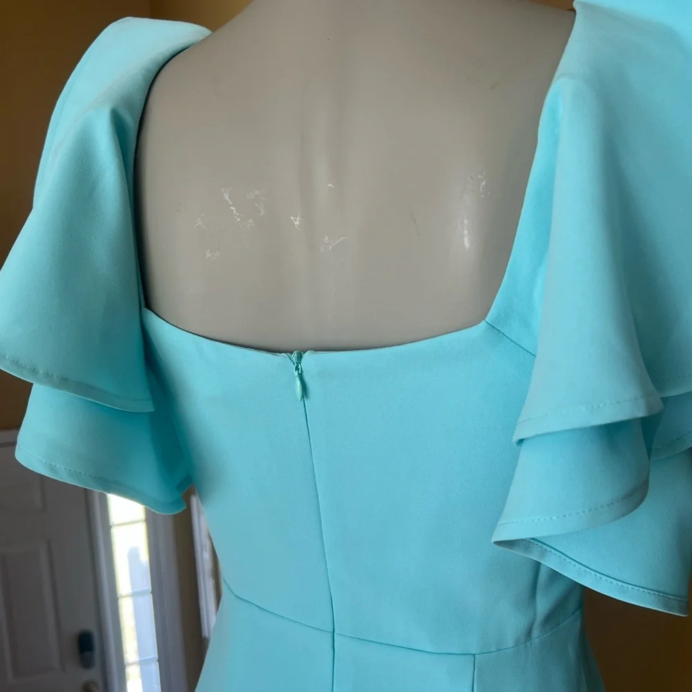 TCEC One Shoulder Aqua Dress with Ruffle Detail - Picture 8 of 16